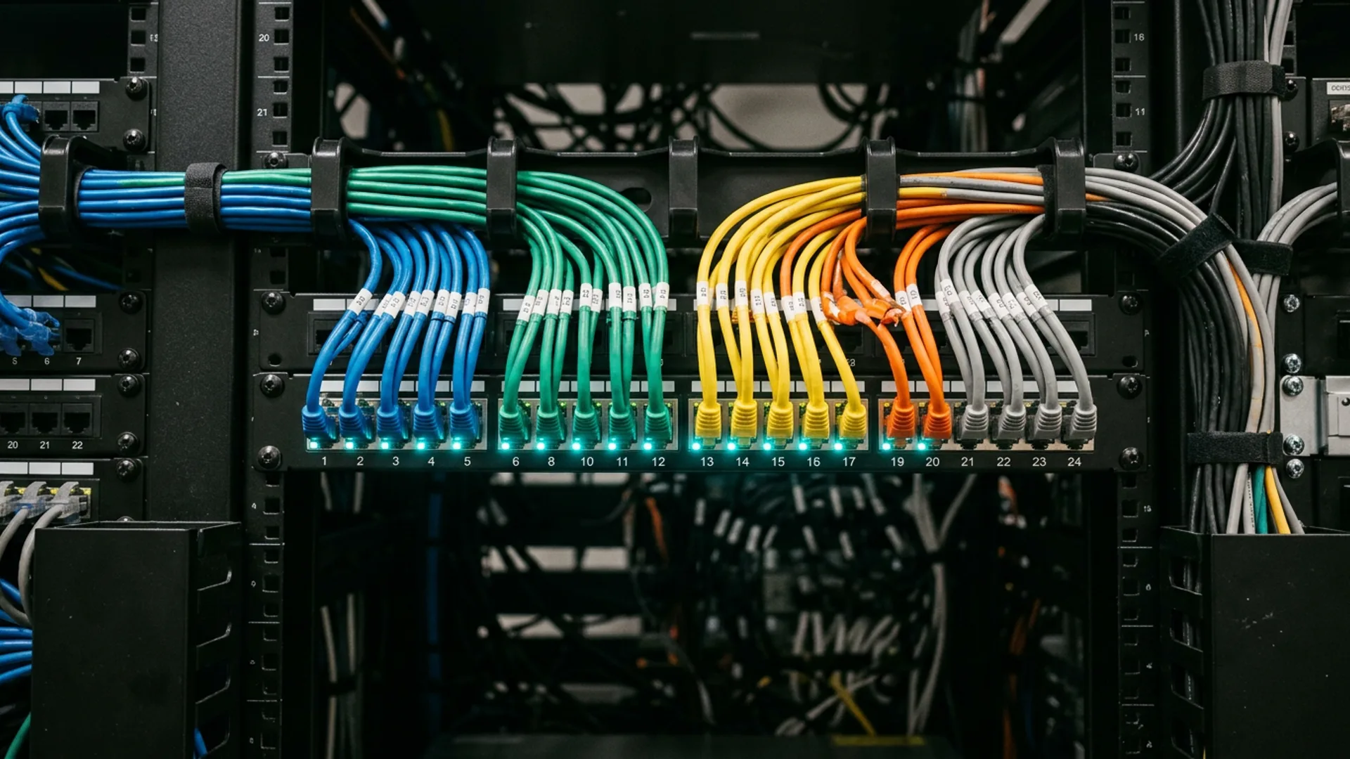 Patch panel with sorted cables